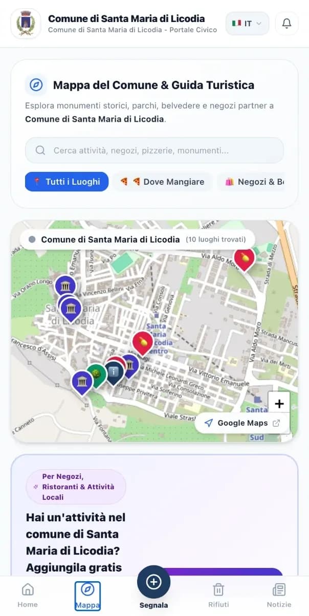App del cittadino: mappa e guida turistica